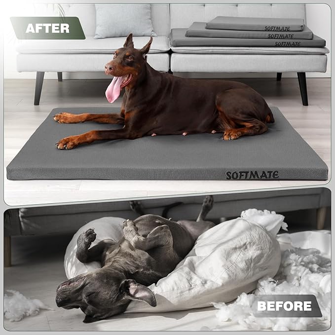 Durable Outdoor Dog Bed Chew Proof Dog Crate Mat for up to 35 lbs Medium Dogs with Waterproof Removable and Washable Cover