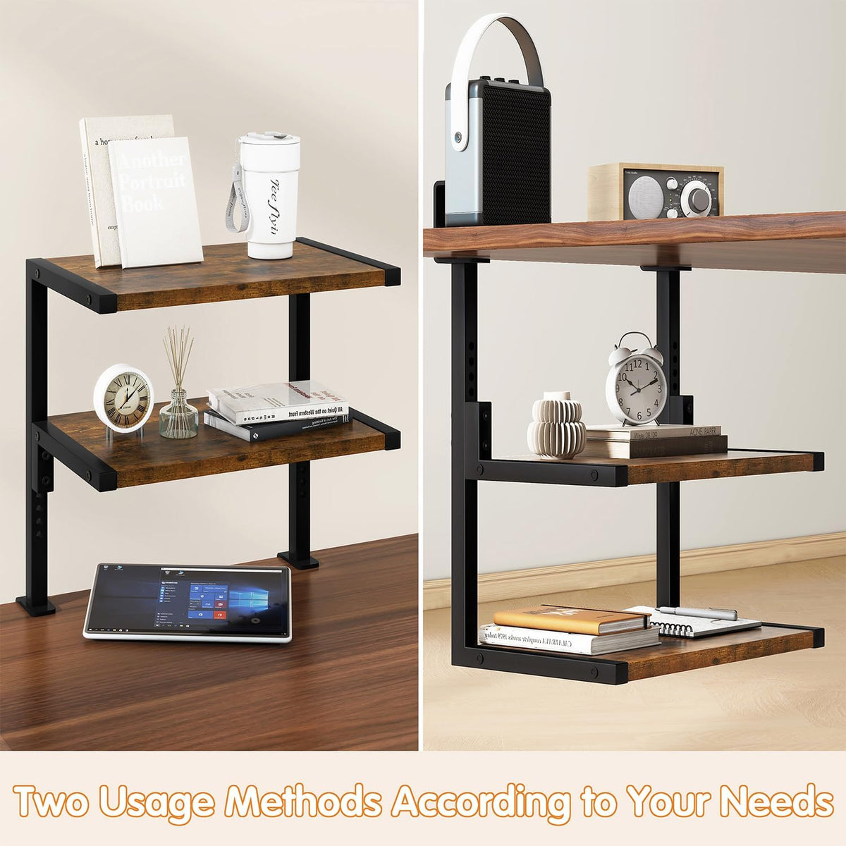 IBUYKE Clamp on Desk Organizer Shelf,Desk Extender Shelves UTMZ007H