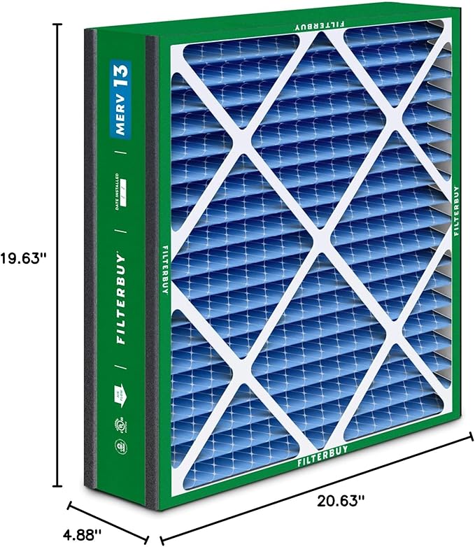Filterbuy 20x20x5 Air Filter MERV 13 Optimal Smoke & Allergy Defense,
