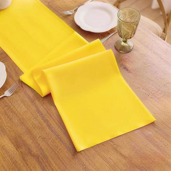 Yellow Table Runner, Waterproof Washable Runners 90 Inches Long | Reusable