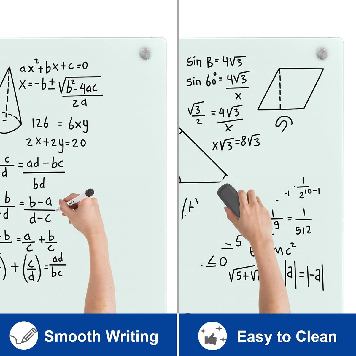 Wingwise Large Glass Dry Erase Board, 96 x 48 in Magnetic Glass Whiteboard