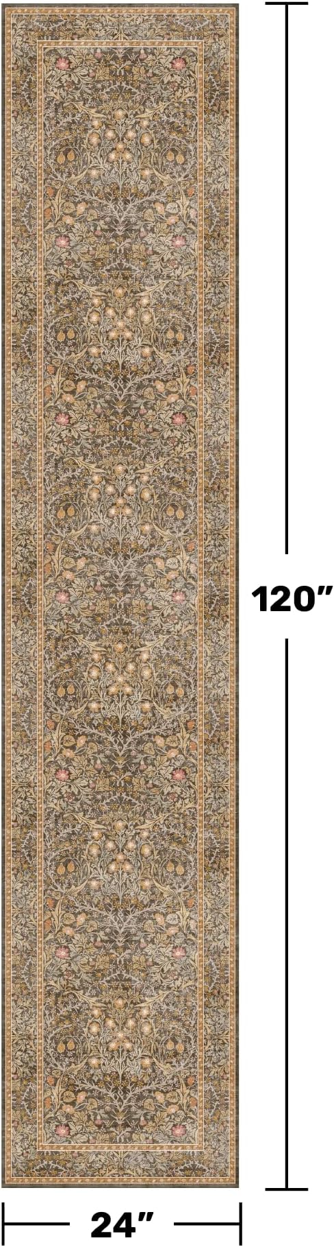 Hazo Haus Non Slip 2x10 Gold Brown Hallway Runner - 10ft Long Runner Rugs