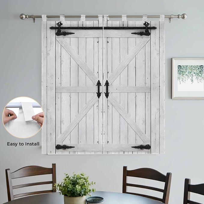 Farmhouse Wood Grain Bedroom Curtains 72 Inch Length, Window Curtains Tab Top