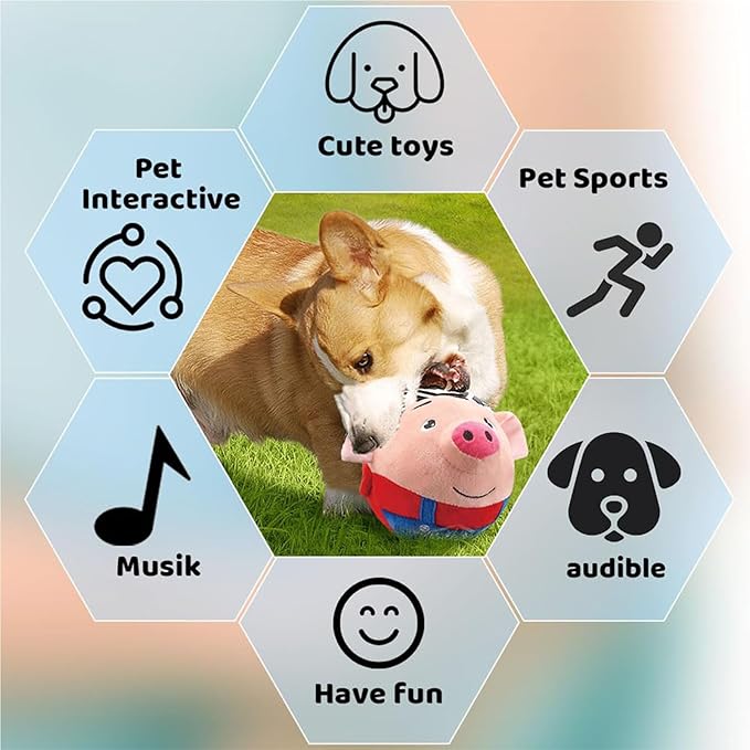 Interactive Dog Toys,Active Moving Pet Plush Toy with Recording and Music Modes, Jumping Squeaky Song shaking Interactive Dog Ball, Rechargeable Dog Toys to Keep Them Busy,Animal Plush Pet Toy (Dog)