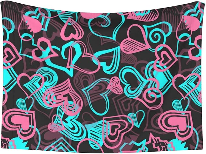 Pet Blanket for Indoor Outdoor Use, Abstract Love Hearts Pattern, Two Sided Reversible Plush Mat with Bumpy Dot Texture for Patios Crates Portable Bed Companion