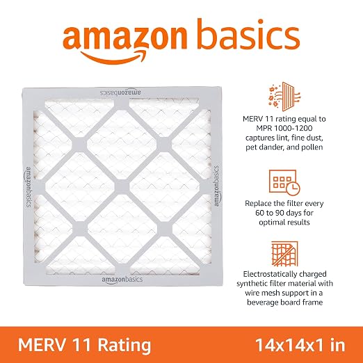 Amazon Basics 14x14x1 Air Filter 6 Pack, MERV 11 AC Furnace Filters