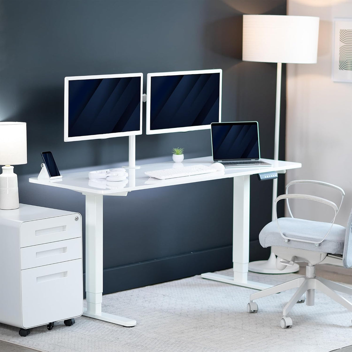VIVO White Dry Erase 60 x 24 in Standing Desk, DESK-KIT-2W6WE