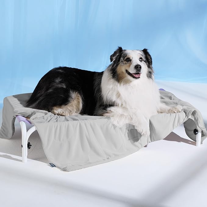 Bedsure Cooling Blanket for Large Dogs with Breathable Air-Core Fill Q-MAX>0.4 - Dog Cooling Mat Soft, Lightweight Pet Cat Throw Cold Blanket Washable for Summer, Pearl Grey, 40x50