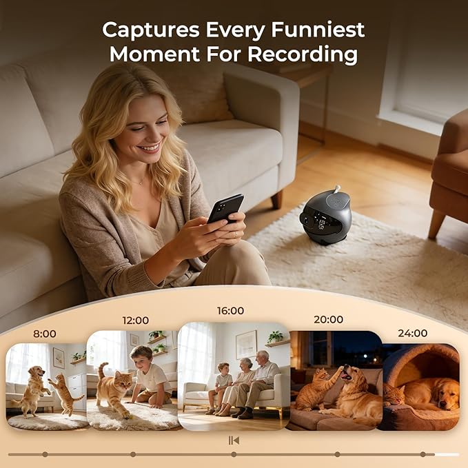 AEZ Robot Camera on Wheels 1080P Dual Lens,Indoor Movable Security Camera with 2-Way Talk,Blinky Bot with Night Vision,Distance Bot App Control for Cats/Dogs/Baby/Elderly (SD/Cloud Storage)