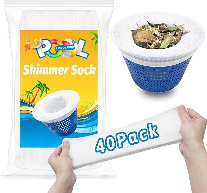 40-Pack Pool Skimmer Socks, Ultra Fine Mesh Screen Skimmer Filter Socks