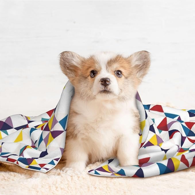 Double Sided Pet Bed Blanket for Added Cushion Warmth, Red Black Classical Retro Houndstooth Pattern, Reversible Cover with Textured Dot Surface for Existing Beds Standalone Mat