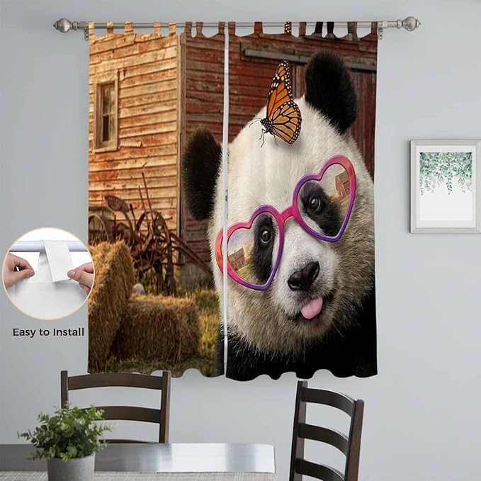 Farm Panda Living Room Curtains 96 Inch Length, Window Curtains Tab Top