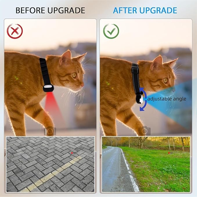 Upgraded 1080P Cat Camera Collar with Display, Thumb Camera with Video Records for Sports and Action, Pet Dog Tracker Wearable Cam Back Clip Motion Cam with Accessories Kit, 120° Wide Angle, White