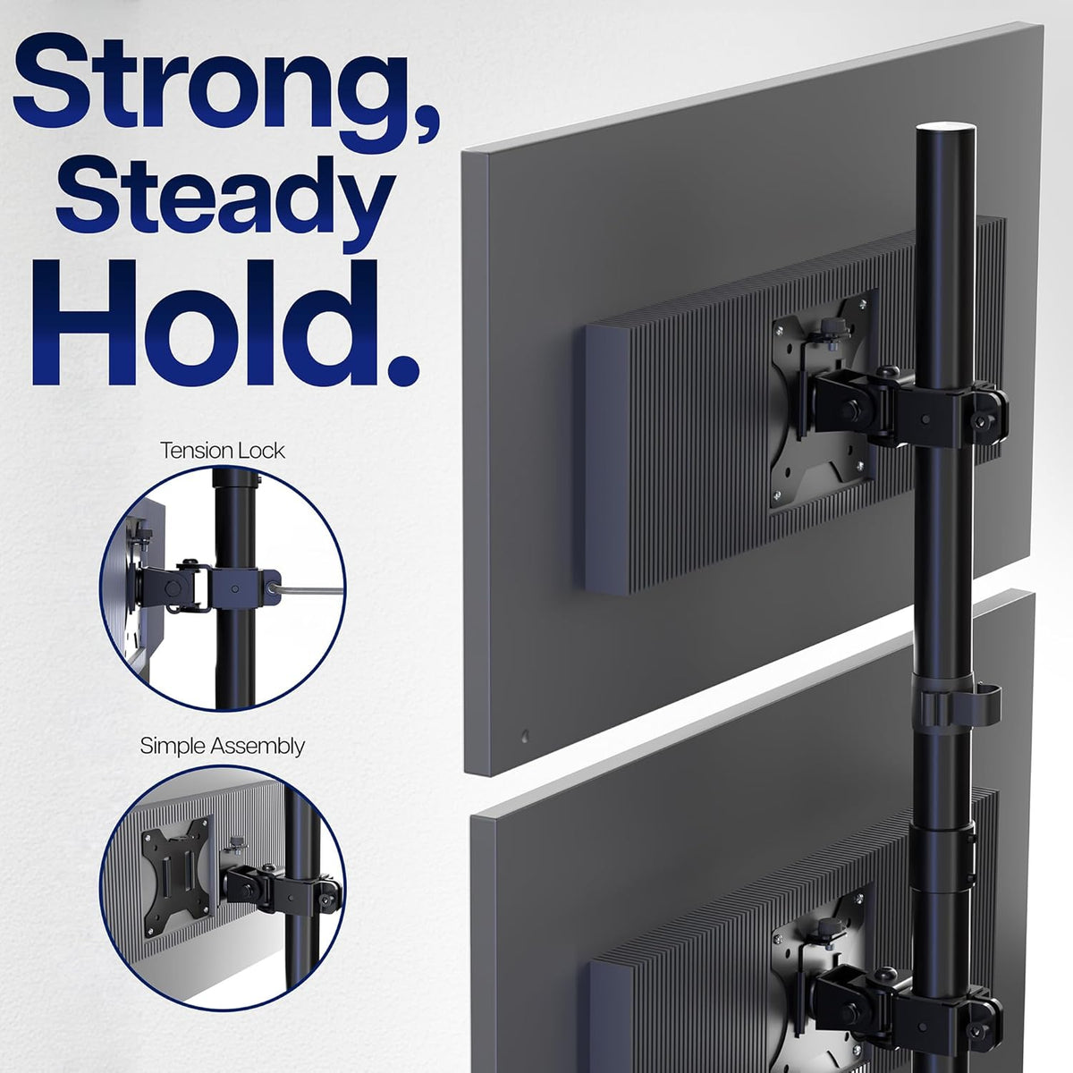 VIVO Dual Vertically Stacked Monitor Desk Mount, Extra Tall Adjustable Stand for 2 Ultrawides up to 34 inches, 22 lbs Capacity, Black, STAND-V002T