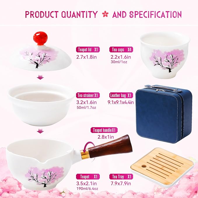 Japanese Tea Set Chinese Gongfu Tea Set, Portable Teapot Set