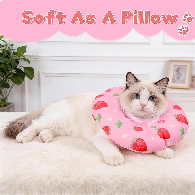 Cat Cone Collar Soft, Medium Waterproof Cat Recovery Collar for Wound Healing After Surgery or Neutering Alternative to Elizabethan Collars Medical Neck Cone for Cats and Puppies, Pink
