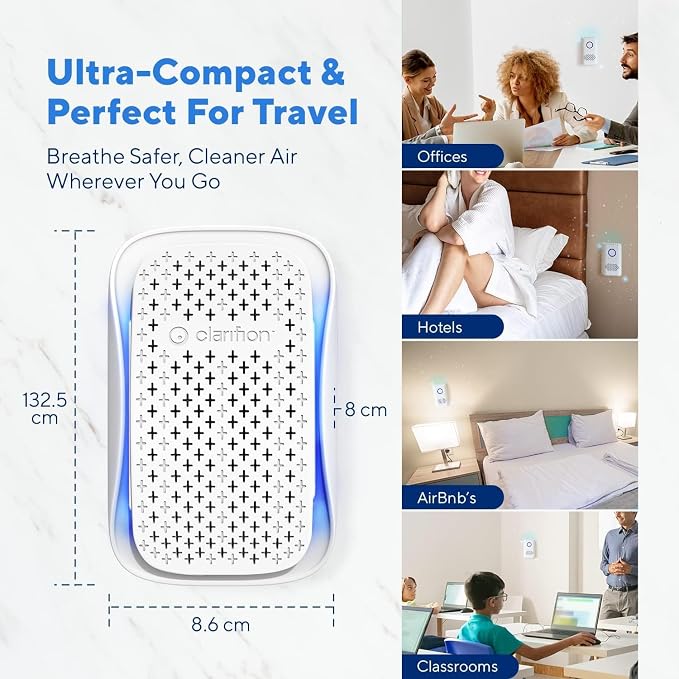 Clarifion - DSTx Portable Air Purifier - Plug In Air Ionizer HEPA Filter