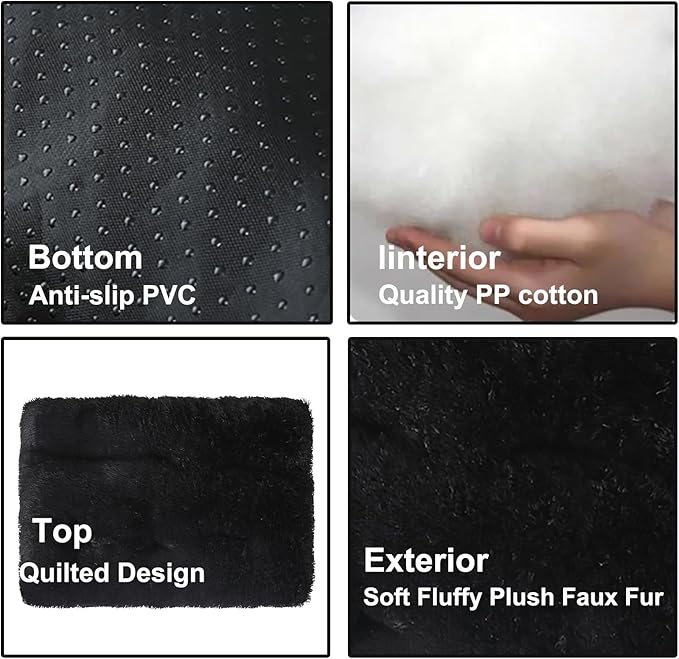 Dog Crate Mat, Dog Bed for Large Dogs, Comfy Fluffy Kennel Pad Anti-Slip for Dog beds & Furniture, Quilted Dog Bed for Pets for Medium/Small Dogs Cats (Color : Black, Size : 30x21)