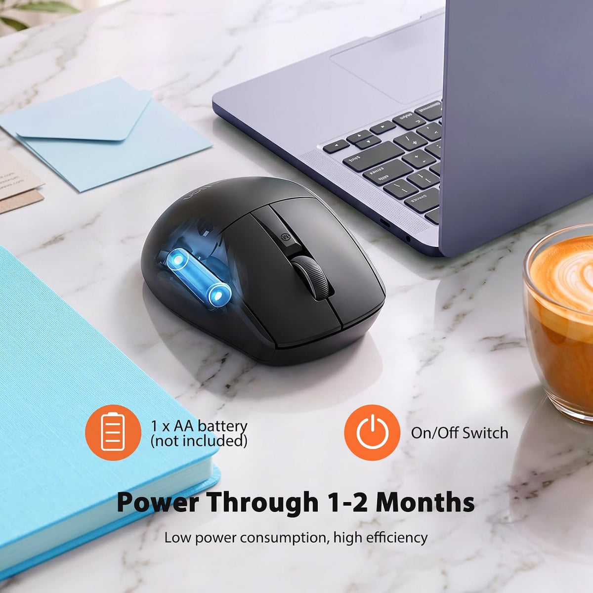 MEETION Wireless Mouse with 5 Side Buttons, Dual Mode Silent, Black