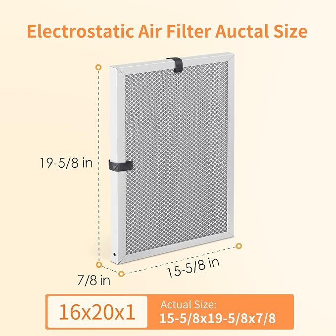 2-Pack 16x20x1 MERV 8 Reusable & Washable Electrostatic Air Filters