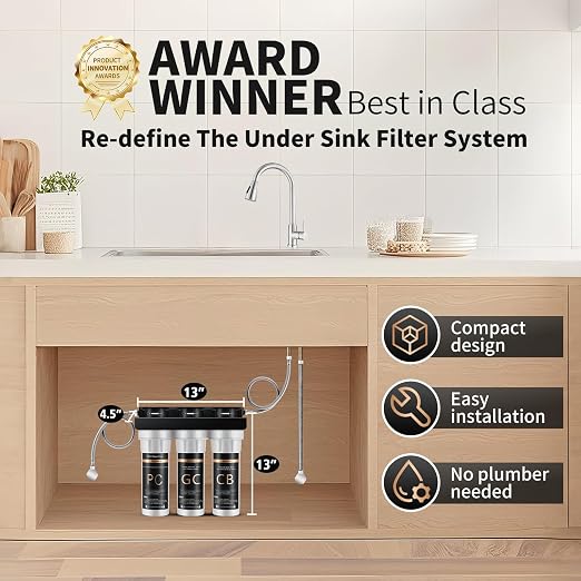 Under Sink Alkaline Water Filter, 9-Layer Water Filter System Reduces Heavy