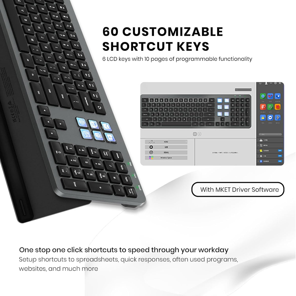 Wired Keyboard with Mini Control Deck (6 LCD Keys)