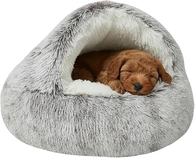 Dog Bed, Dog Bed with Cover Cave, Dual Comfort Design, Pet Bed for Small/Medium/Large Cats and Dogs, Anxiety Relief, Durable & Chew-Proof, Improves Sleep & Behaviour (Coffee, 32in)