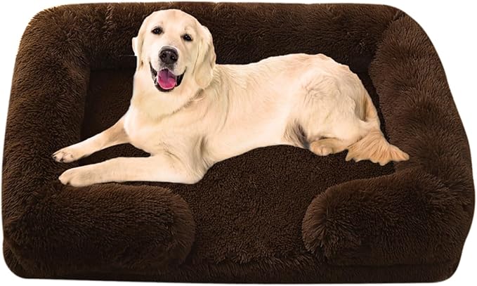 Dog Beds Large Sized dog Orthopedic, Sofa Dog Bed with Waterproof Lining and Nonskid Bottom, Rectangle Washable Dog Bed for Medium Small Dogs and Cats Comfortable ( Color : Brown1 , Size : 43 x 27" )