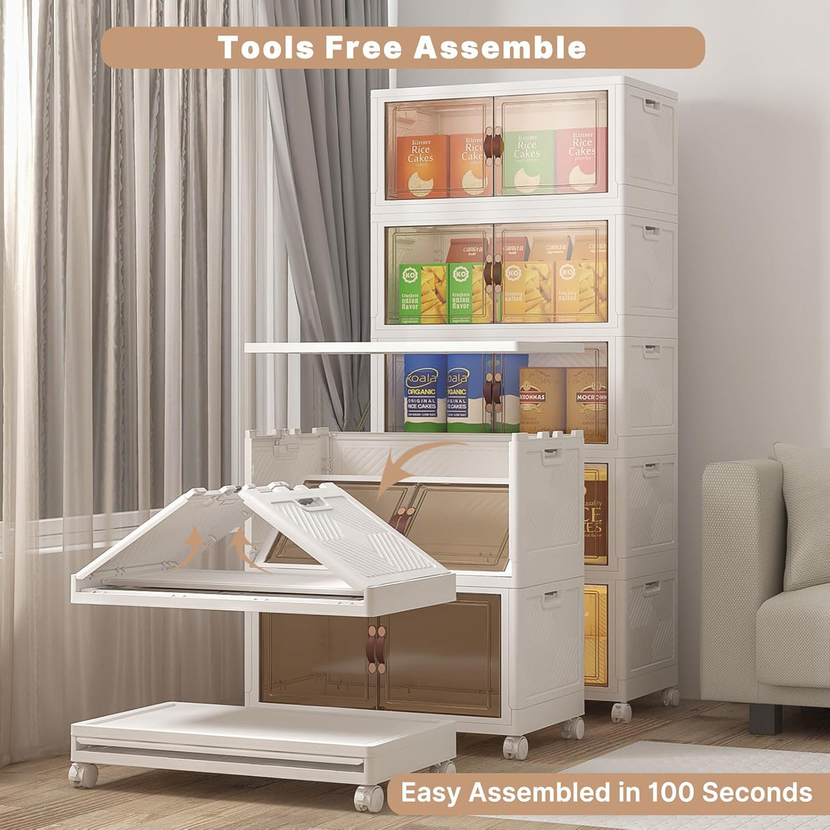 UAMFURI 600QT Stackable Storage Bins with Lids,Doors & Wheels