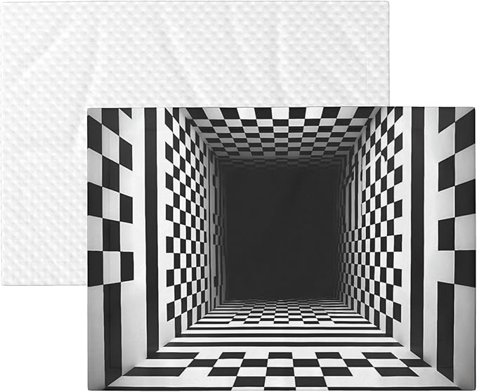 Waterproof Dog Blanket Soft Pet Blanket for Puppy Cat, Fleece Cat Throw Blankets for Furniture Bed Couch Sofa Reversible - 3D Black and White Checkerboard Tunnel