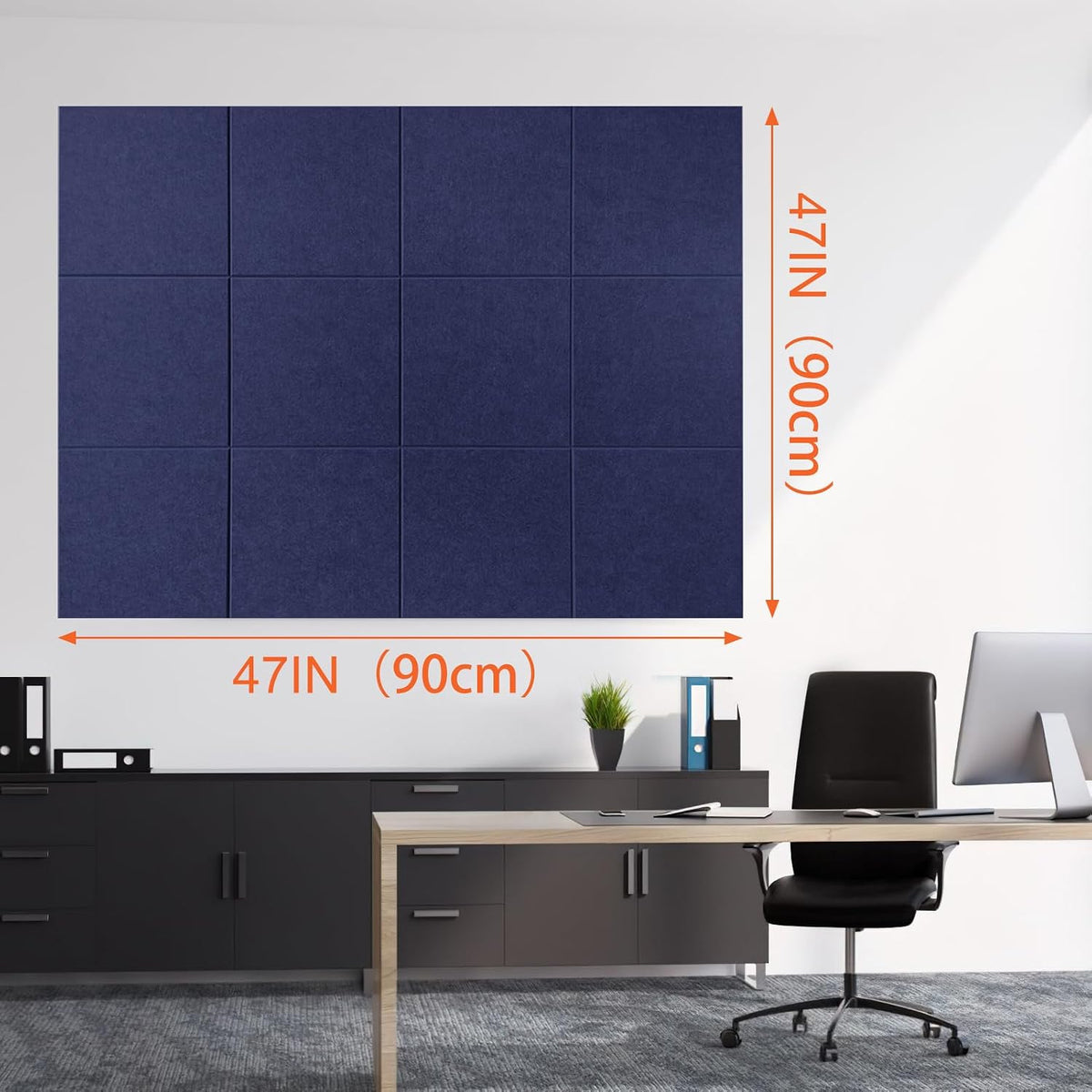 Cork Boards for Walls 48" x 36" Felt Board Alternative, 12 Pack Felt Wall Tiles Bulletin Board, Large Cork Board for Office Pin Board Tack Board Cork Boards