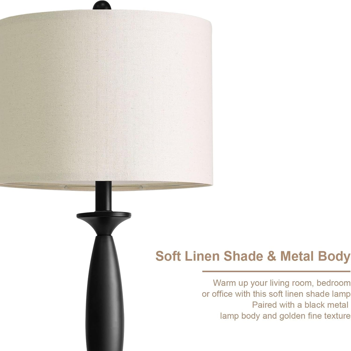 Oneach 28" Modern Table Lamps Set of 2 for Living Room Bedroom, USB Ports