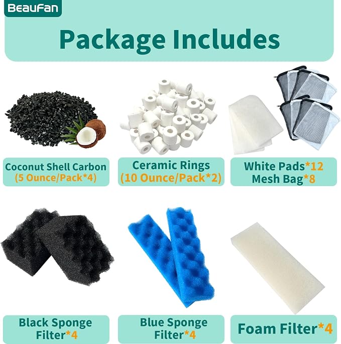 38 Pack Filter Media Kit for Fluval 406/407 Canister Filters, Replacement Bio