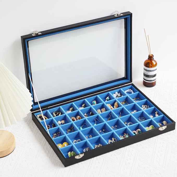 Stratalife Jewelry Organizer 40 Grid Blue Black Jewelry Tray