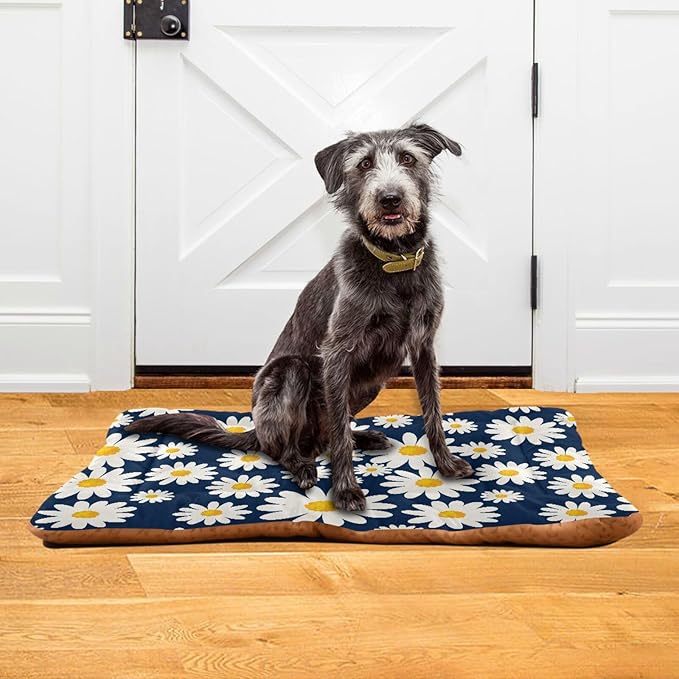 Pet Bed Daisy Floral Dog Bed Mat Absorbing Non Slip Pad Pet Sleeping Mat for Small, Medium, and Large Dogs Puppy Cat 36 in x 24 in