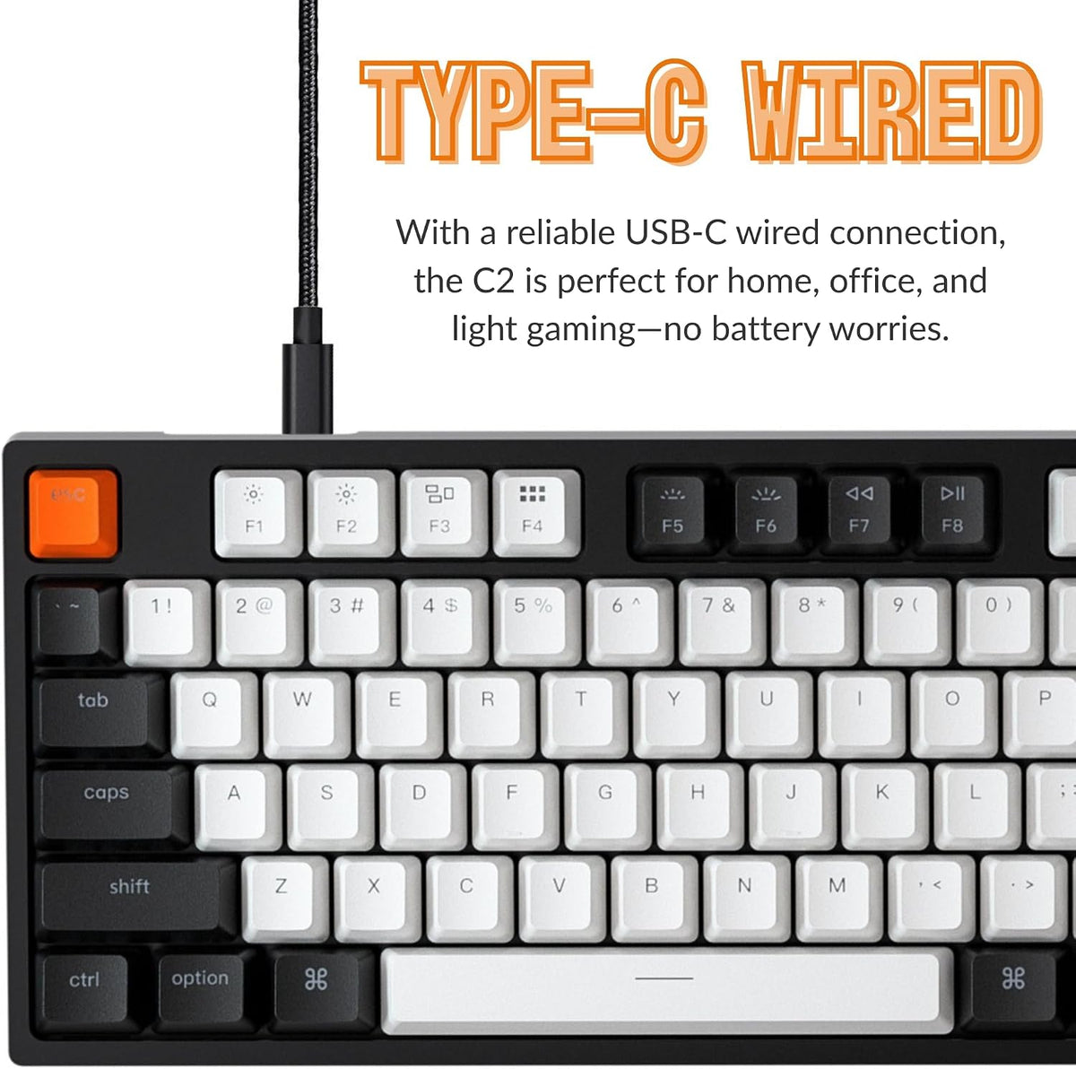 Keychron C2 Wired Full-Size Keyboard, Brown Switch, RGB Backlit