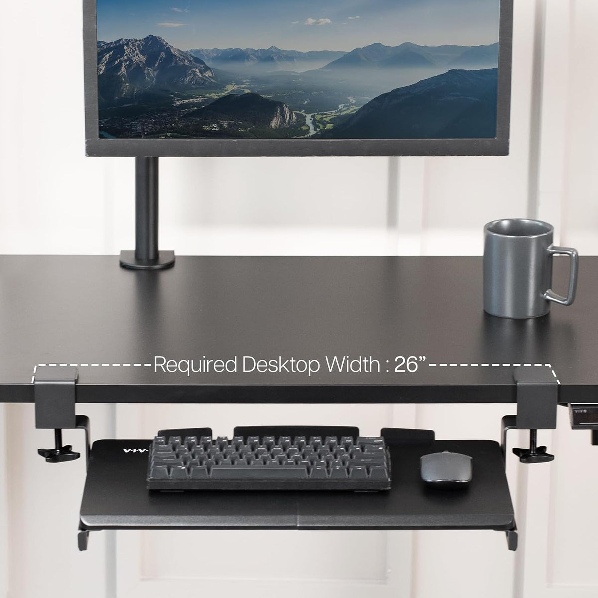 VIVO Black Clamp-on 20 x 11 in Keyboard Tray, MOUNT-KB05ES