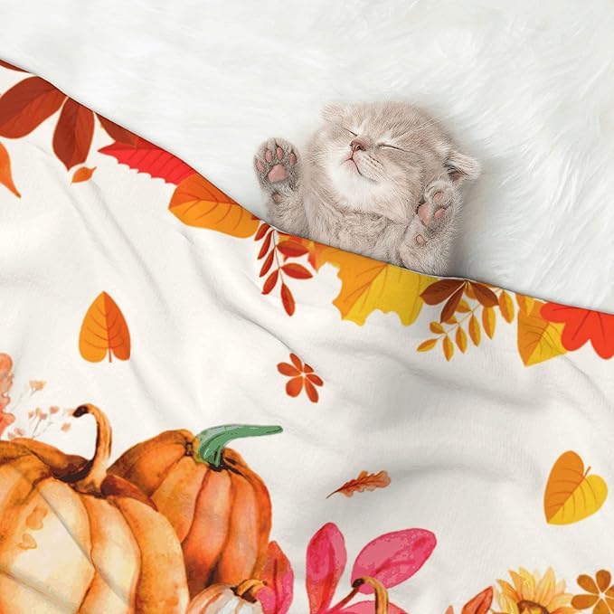 Pumpkins Blanket for Dog Cat - Orange Fall Throw Blanket 40x30 Autumn Pet Blanket for Couch Sofa Bed