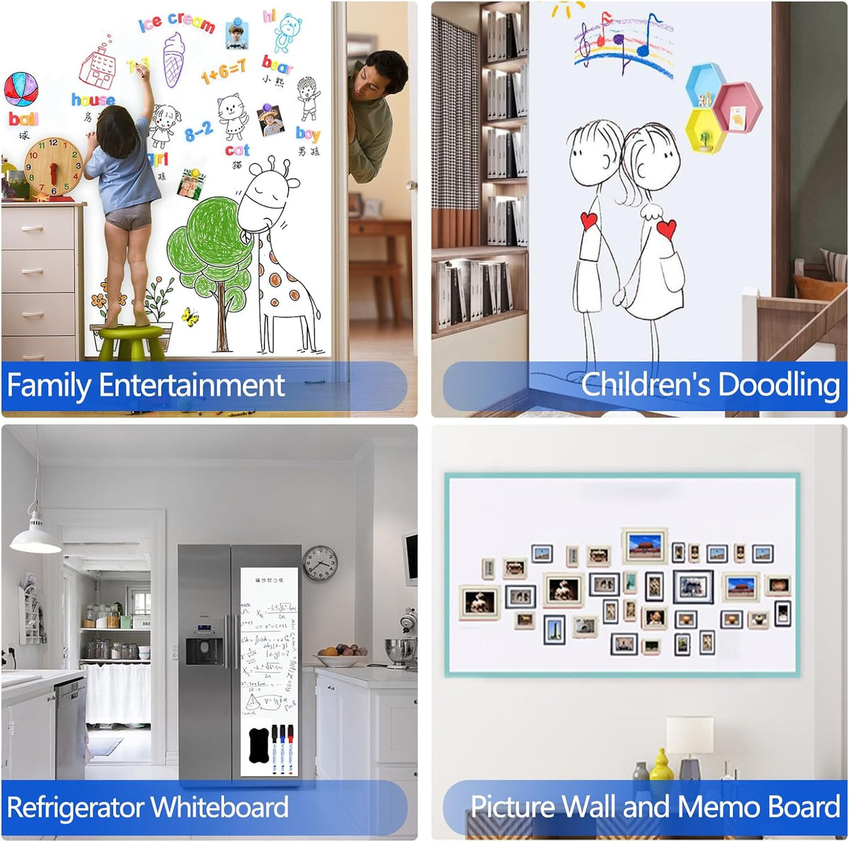 JUMUBOARD Self-Adhesive Magnetic Dry Erase Whiteboard Sticker, 48" x 24"