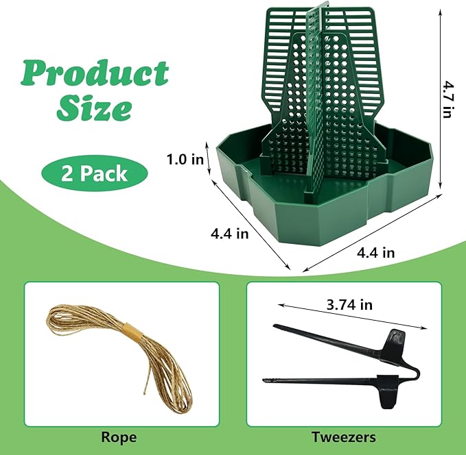 Chameleon Feeding Bowl Hanging Bearded Dragon Feeder Bug Bowls with Rope and Tweezers Mounted Insect Reptile Feeder Box for Lizard Gecko Frog (Green,Small)