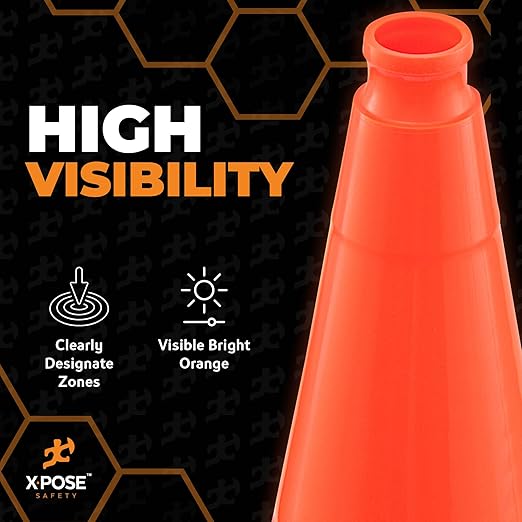 Xpose Safety 28 Inch Orange Traffic Cones - Bulk Full Pallet 297 Pack - Multipurpose PVC Plastic Safety Cone for Parking, Soccer, Caution, Kids, and Construction - DOT Approved