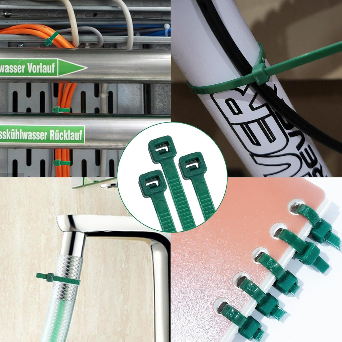 Zip Ties Assorted Sizes(4”+6”+8”+12”), 2000 Pack,Green Cable Ties,Multi-Purpose Self-Locking Nylon Cable Cord Management,Plastic Wire Ties for indoor and outdoor use.
