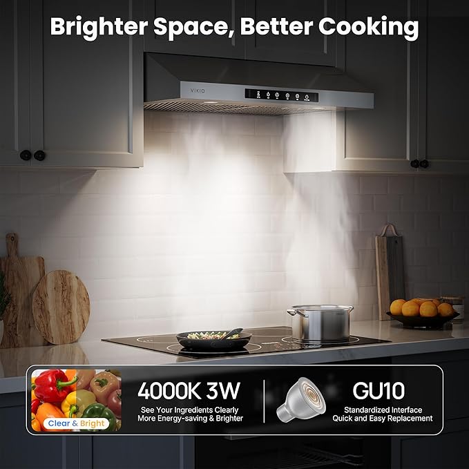 30 Inch Under Cabinet Range Hood, 900CFM Fast Venting Ducted, Kitchen Hood