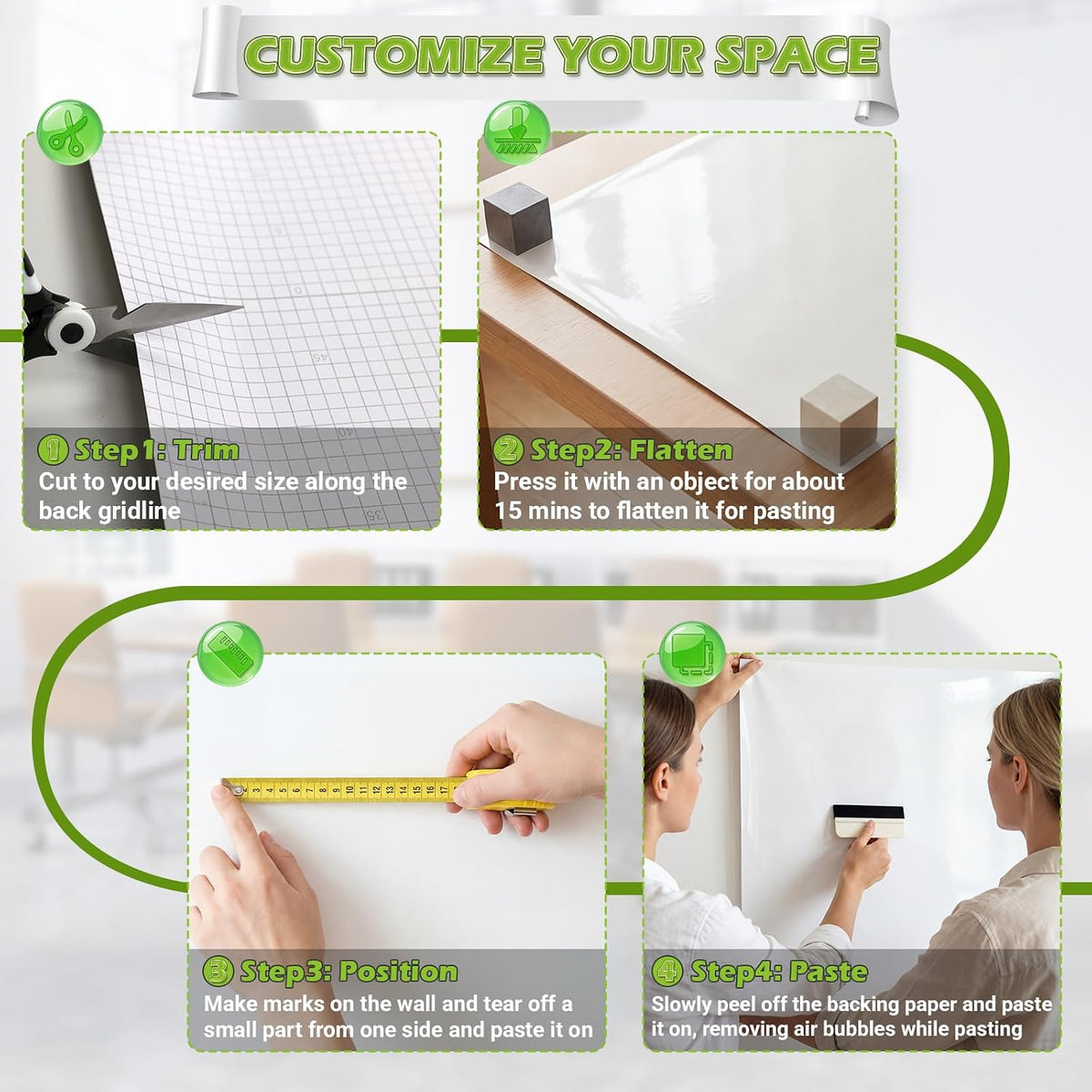 AFMAT Whiteboard Sticker for Wall, 4x8ft White Board Paper, Super Sticky Dry Erase Wallpaper, Peel and Stick Dry Erase Board with 20 Markers, No Ghosting Whiteboard Paper for Home Office Classroom