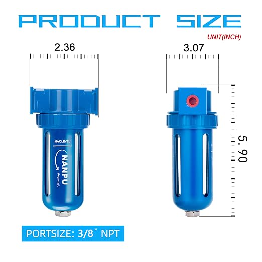 NANPU Zinc Alloy Desiccant Dryer, Compressed Air in Line Filter, Moisture Water