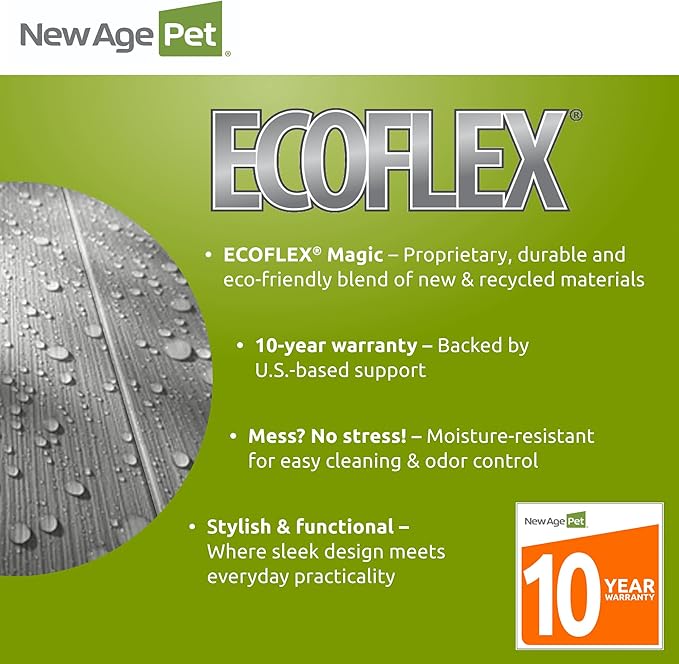 New Age Pet ECOFLEX 60-Inch Mojave Reptile Lounge in Grey- Durable, Moisture-Resistant Wood Plastic Composite Habitat with Vented Side Panels, Removable Sliding Glass Doors & Lock