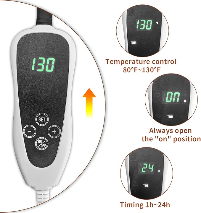 Dog Heating Pad 28x18in with Smart Thermostat Switch and Power Line Protection Tube,Obtained MET and UL Dual Certification,Waterproof Puppy Heating pad-Paw Print