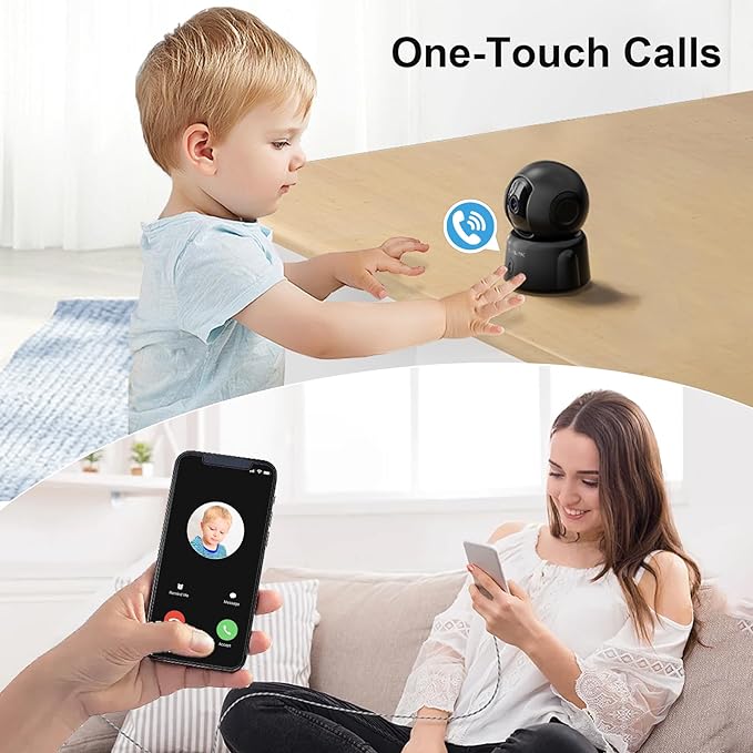 GOLSPARK Dog Pet Camera for Home Security 2K,2.4GHz WiFi Camera Baby Monitor for Room with Motion Tracking Detection Night Vision,Two-Way Audio SD/Cloud Storage
