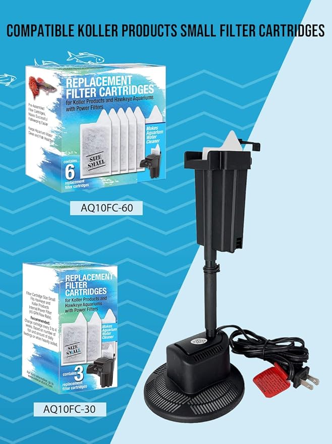 Koller Products AquaView 3-Gallon 360 Aquarium with LED Lighting (7 Color Choices) and Power Filter, 10.25 x 10.25 x 14.5