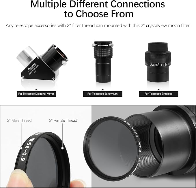 Astromania Telescope Moon Filter 2 inch, Neutral Density Telescope Filter
